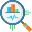 Magnifying glass with graphs inside