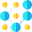 Large blue and smaller yellow circles interconnected