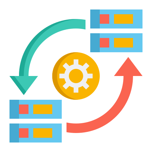 Icon of the databases with arrows.