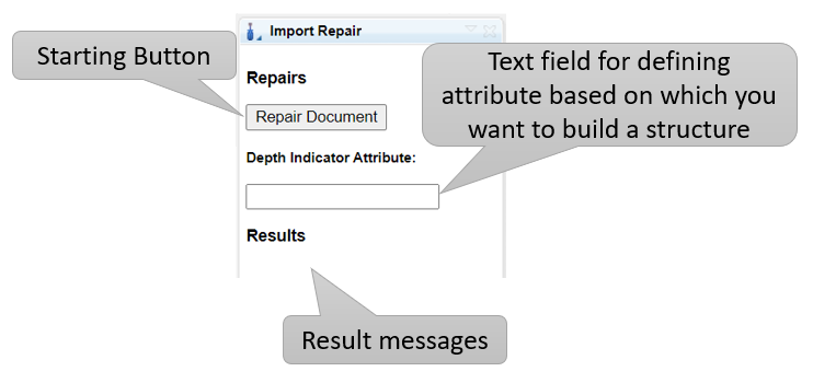 There is a starting button, a text field for defining the attribute based on which to build a structure and a space for result messages