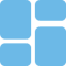 Icon of four blue boxes that symbolize dashboard.
